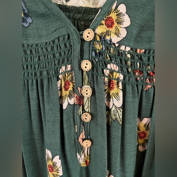 Democracy Green Blue Floral Sleeveless Tank Top Size Small EUC Boho - Picture 7 of 12